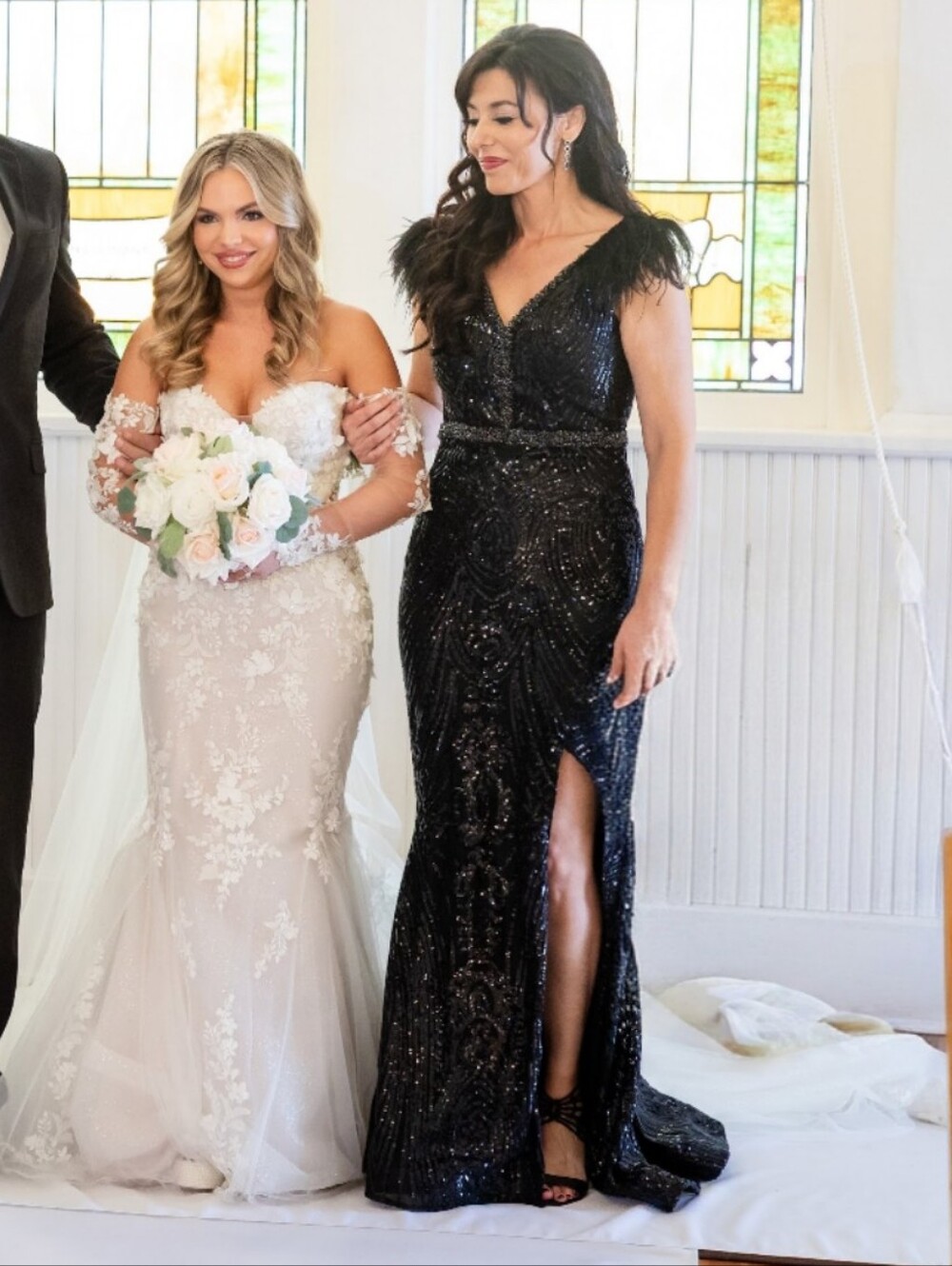 Elegant Black Beaded Evening Gown with Side Slit